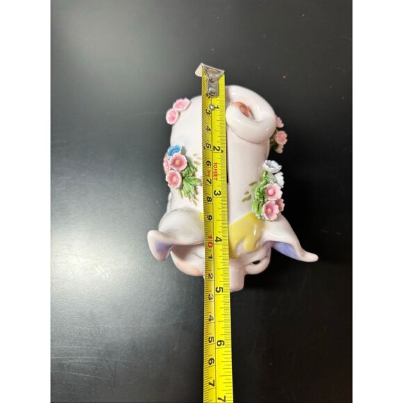 Vintage Lefton Piggy Bank Pig Porcelain Figurine With 3D Flower - Picture 11 of 14